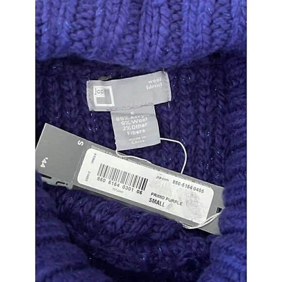 NWT JCP Womens Small Long Sleeve Sweater Purple Shimmer Threads Cowl Neck - Picture 4 of 7